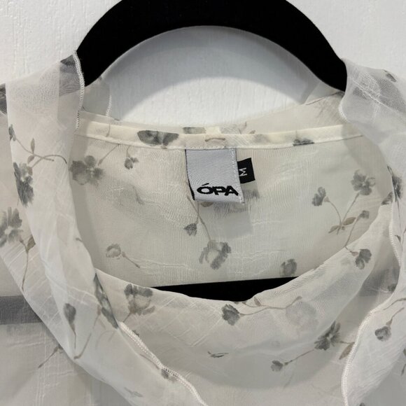 ÓPA Sheer White Floral Sleevless Top Size M - Picture 5 of 7